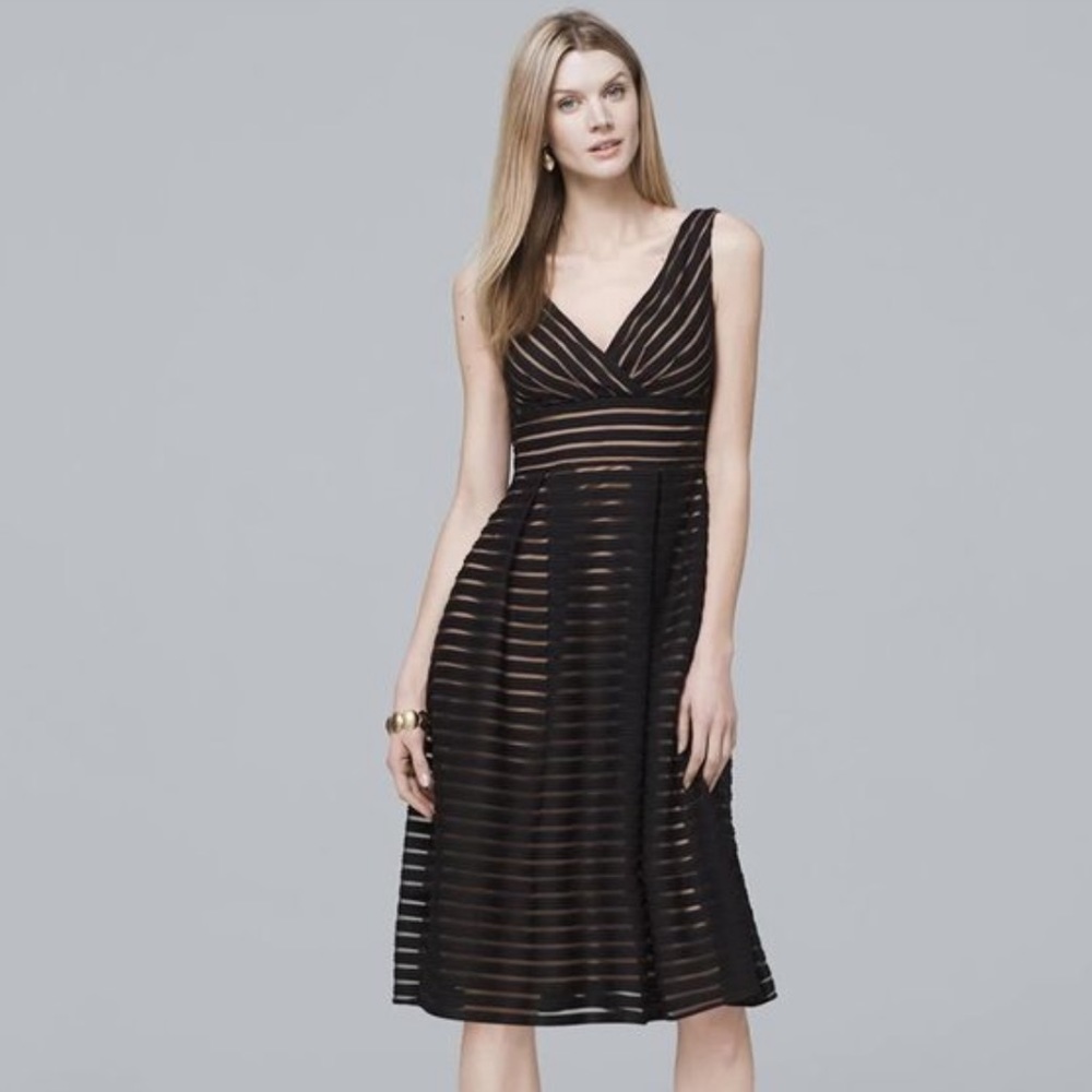 WHBM Shadow Stripe Fit and Flare Dress, 00